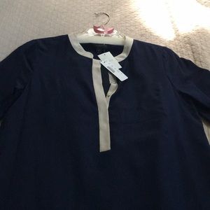 Navy and cream J Crew Silk Dress Size 8 NWT